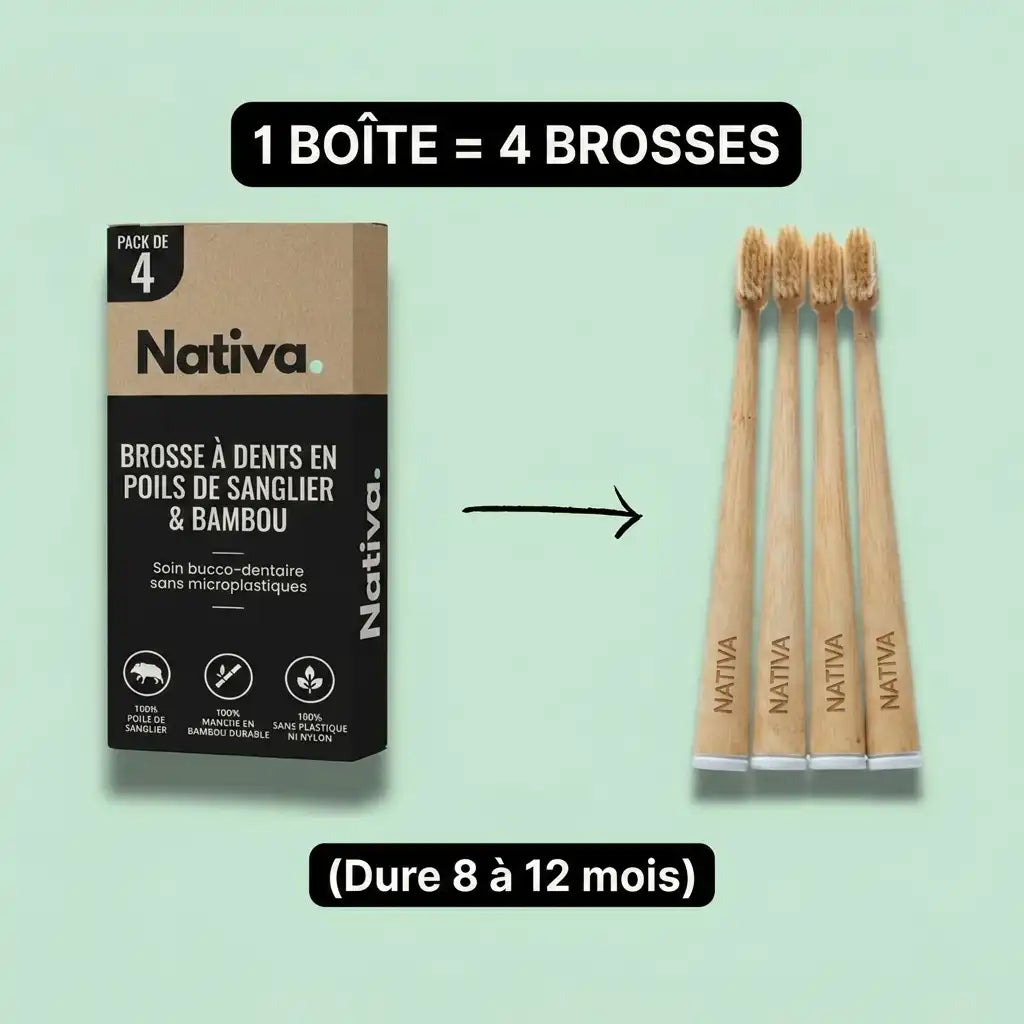 Kartáček na zuby s kančími nebo koňskými štětinami (balení 4 ks)