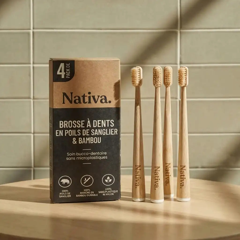 Kartáček na zuby s kančími nebo koňskými štětinami (balení 4 ks)