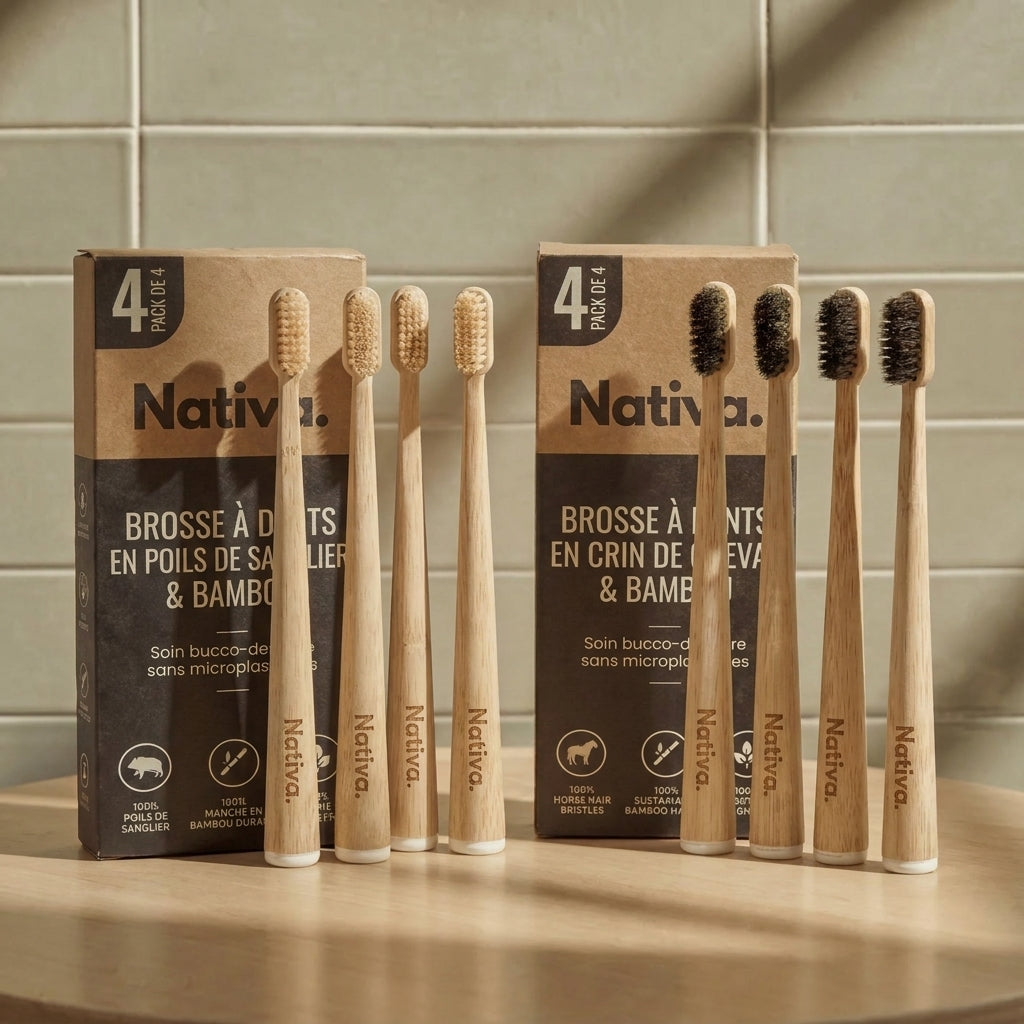 Kartáček na zuby s kančími nebo koňskými štětinami (balení 4 ks)